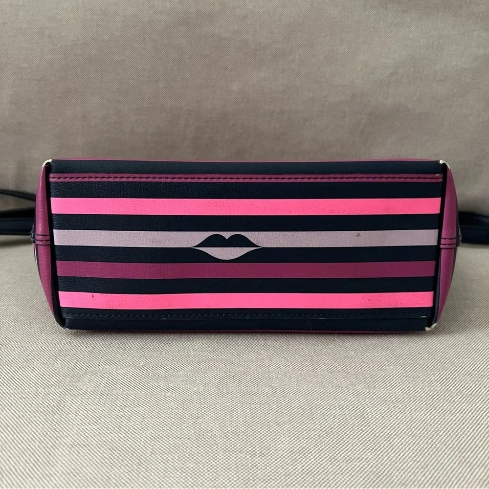Women’s Kate Spade New York Patrice Lip Print Pink Striped Crossbody Bag Purse